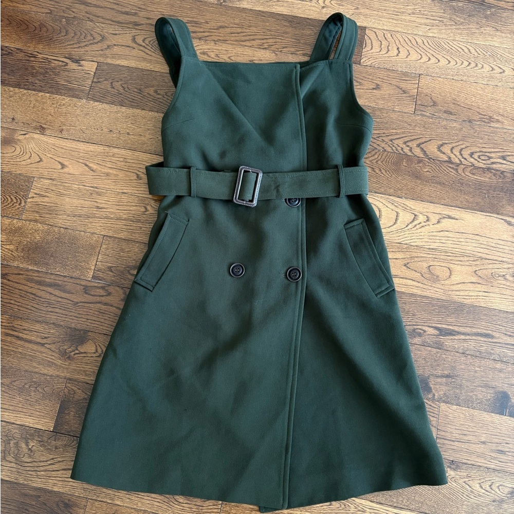 Sunny33 Olive Green Sleeveless Belted Midi Dress Size Medium